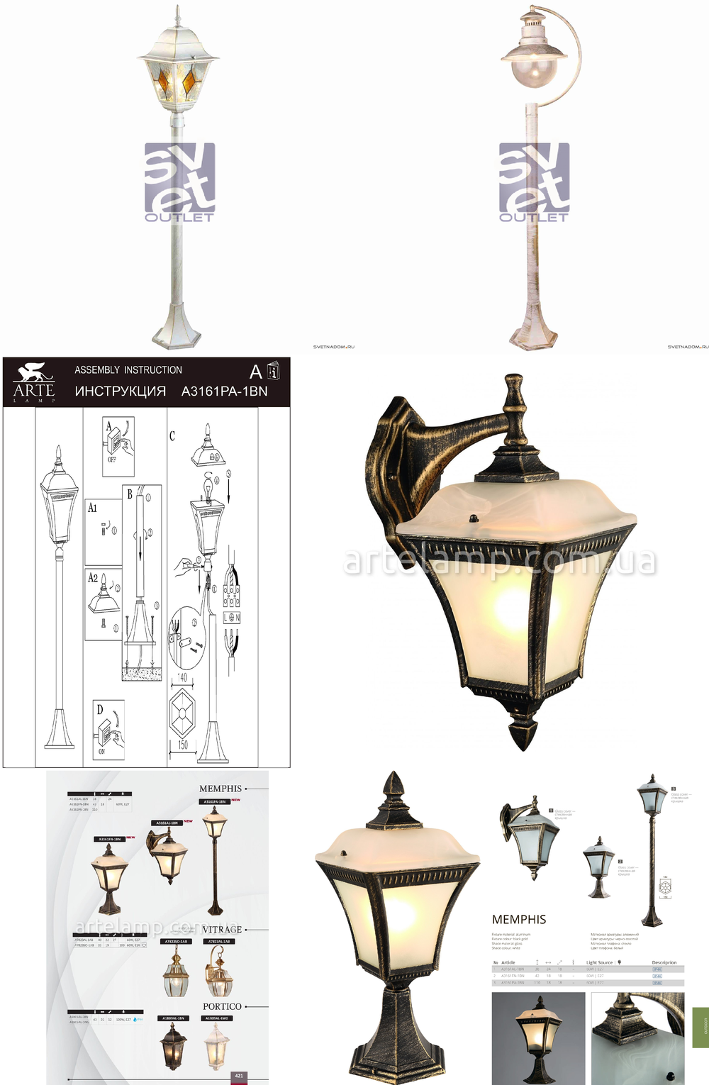 « наземные». Arte Lamp серия Memphis артикул A3161PA-1BN