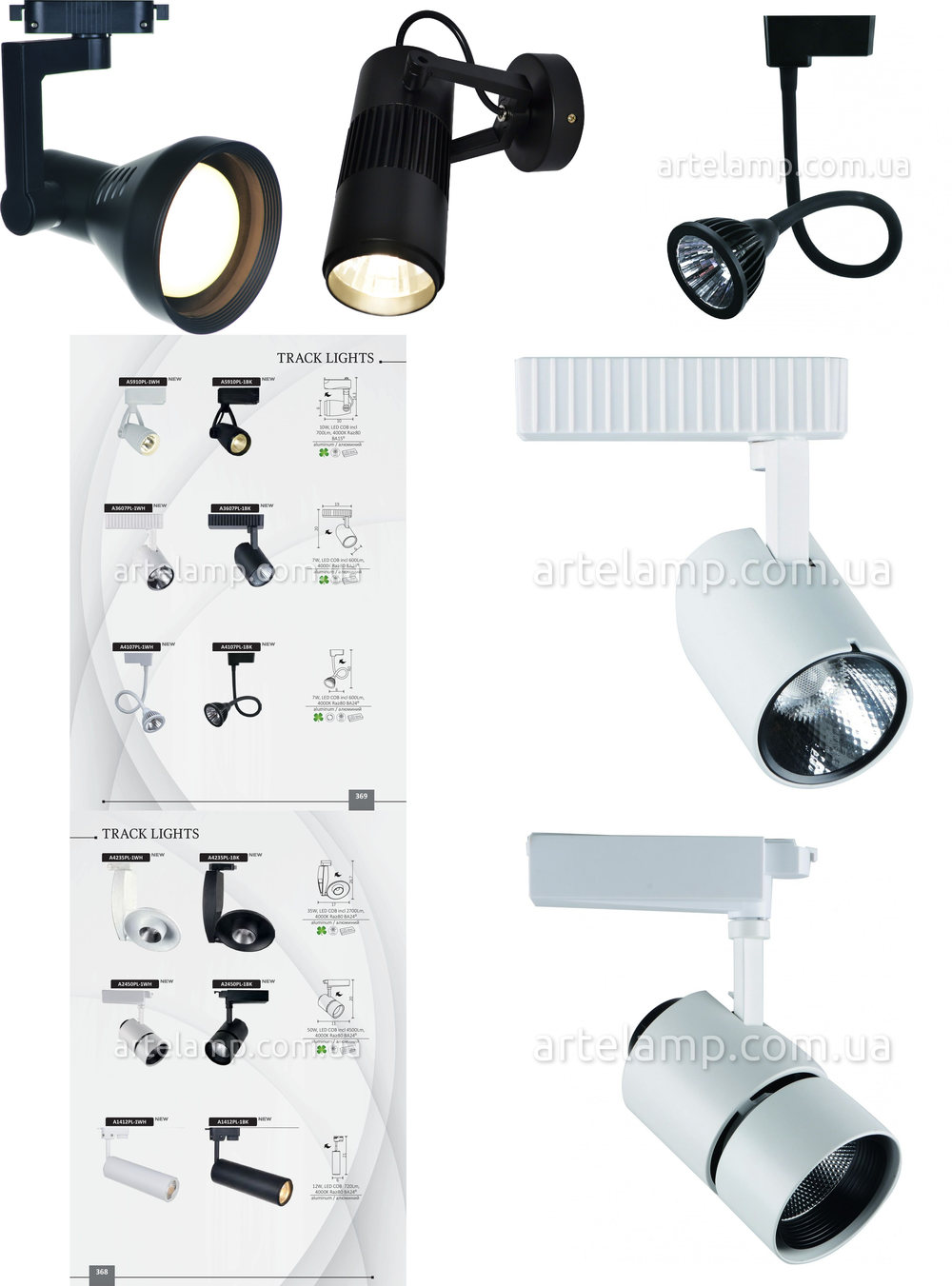 «Технический свет». Arte Lamp серия Track Lights артикул A4107PL-1WH