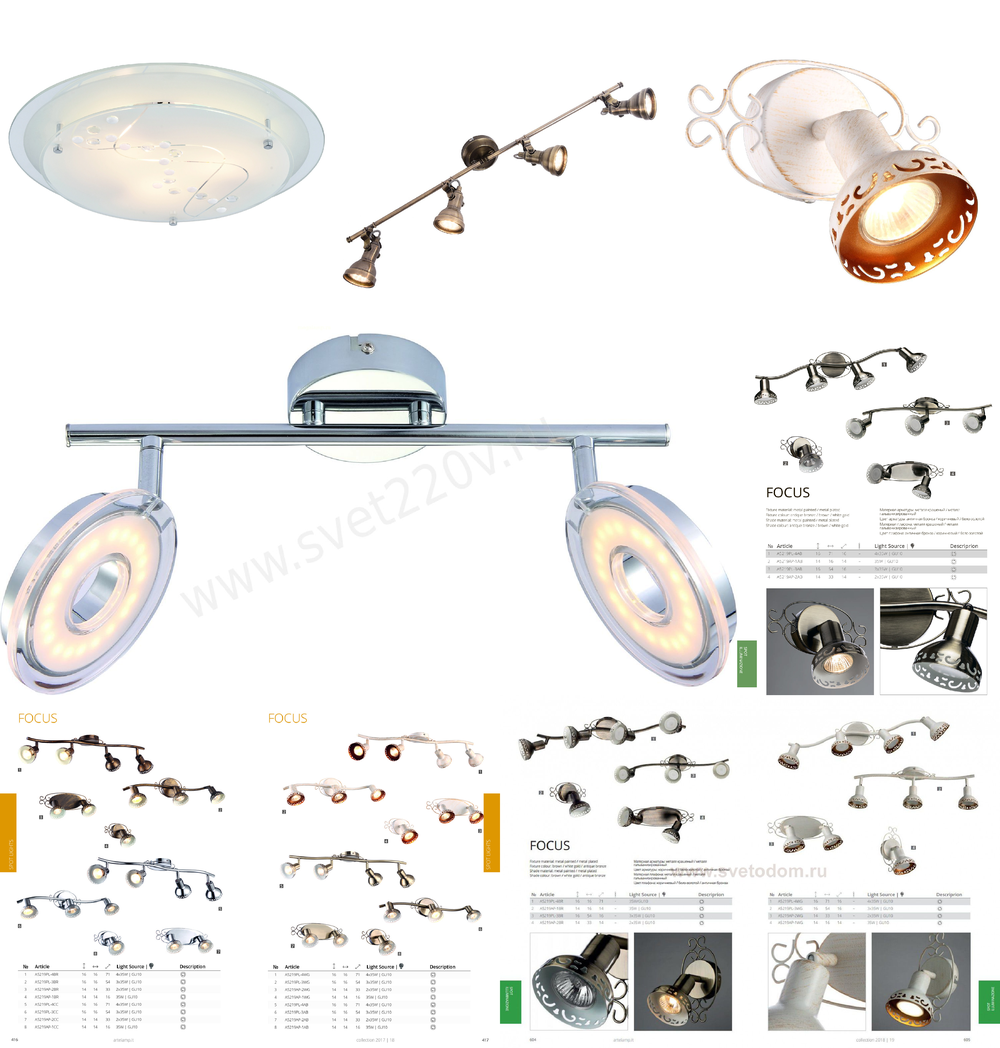 « четыре лампочки». Arte Lamp серия Focus артикул A5219PL-4BR