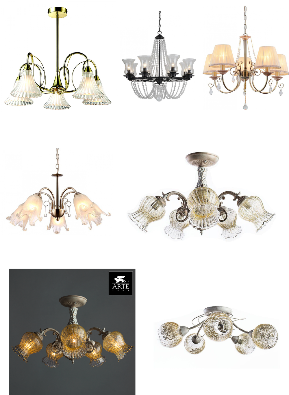 « потолочные». Arte Lamp серия Gemma артикул A6336PL-5WG