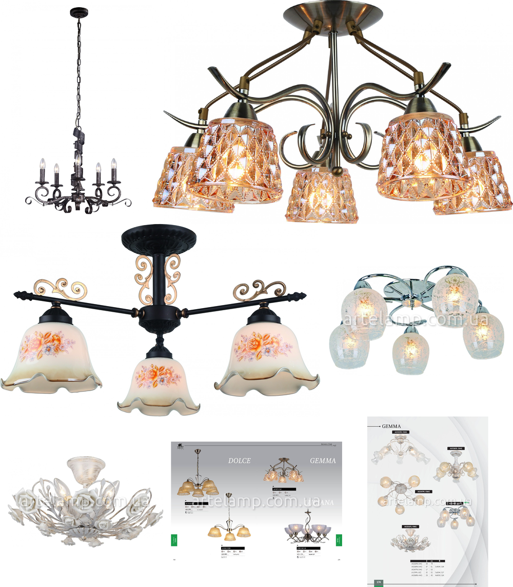 « потолочные». Arte Lamp серия Gemma артикул A6336PL-5WG