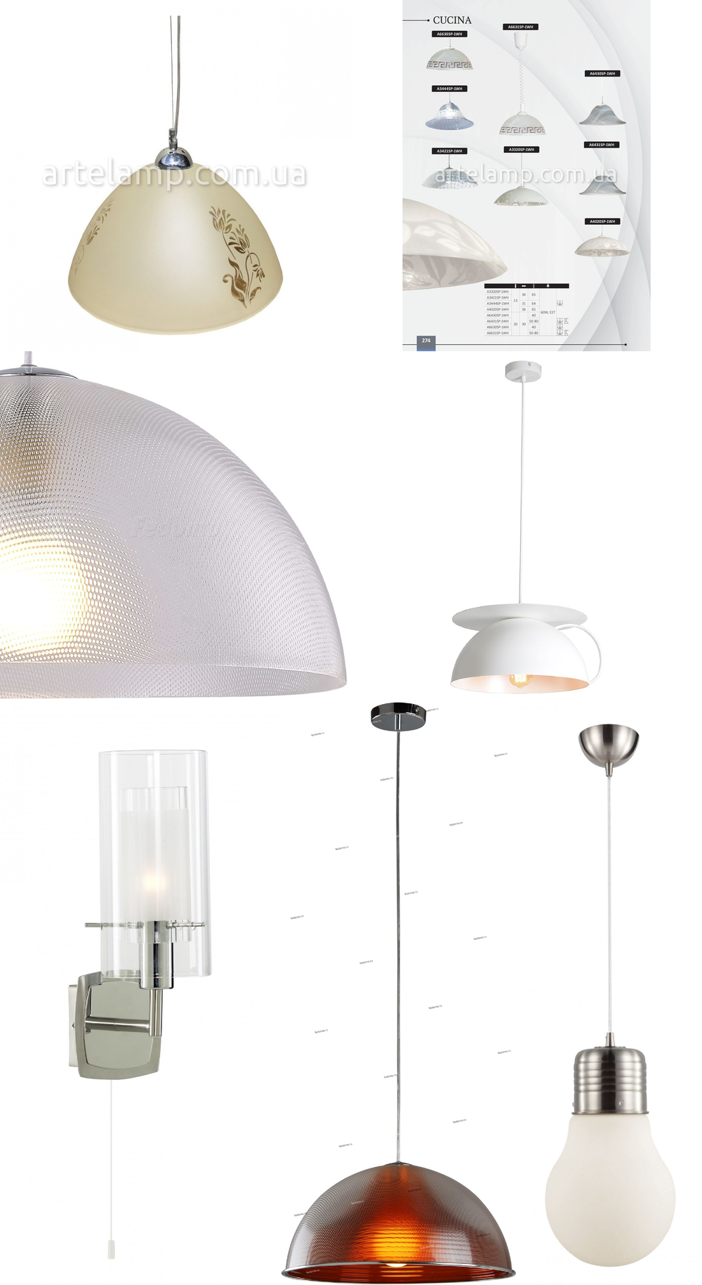 « для кухни». Arte Lamp серия Cucina артикул A6431SP-1WH