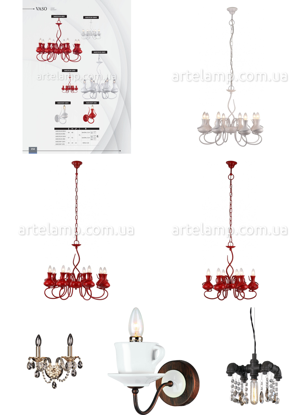 « белые». Arte Lamp серия Vaso артикул A6819AP-1WH
