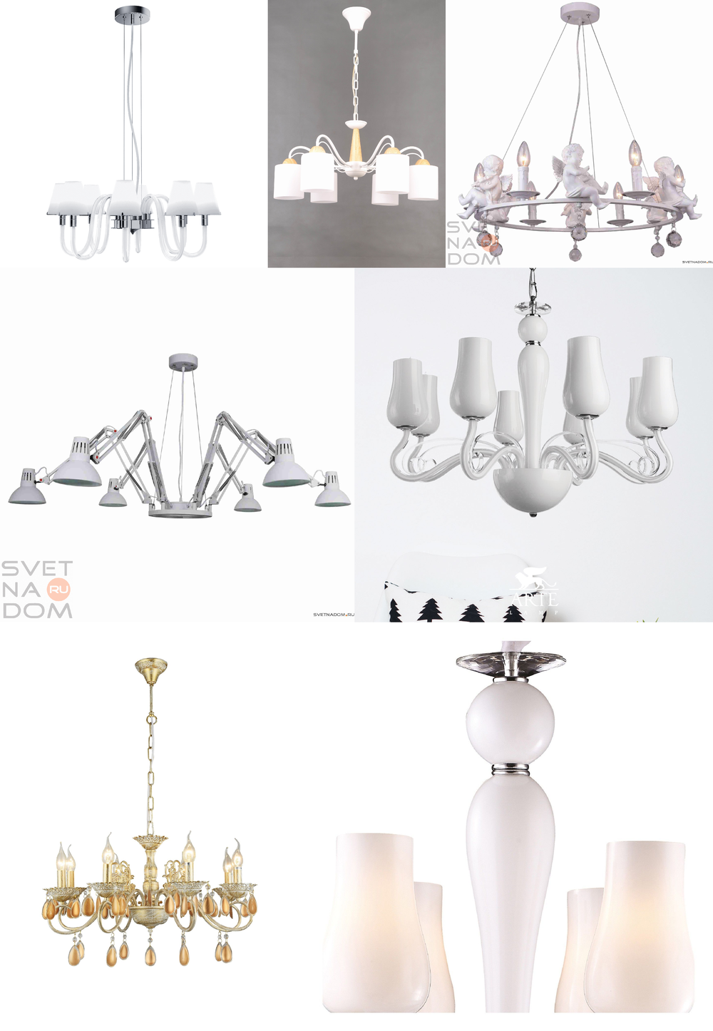 « подвесные». Arte Lamp серия Biancaneve артикул A8110LM-6WH