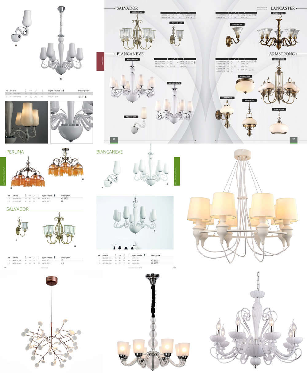 « подвесные». Arte Lamp серия Biancaneve артикул A8110LM-8WH