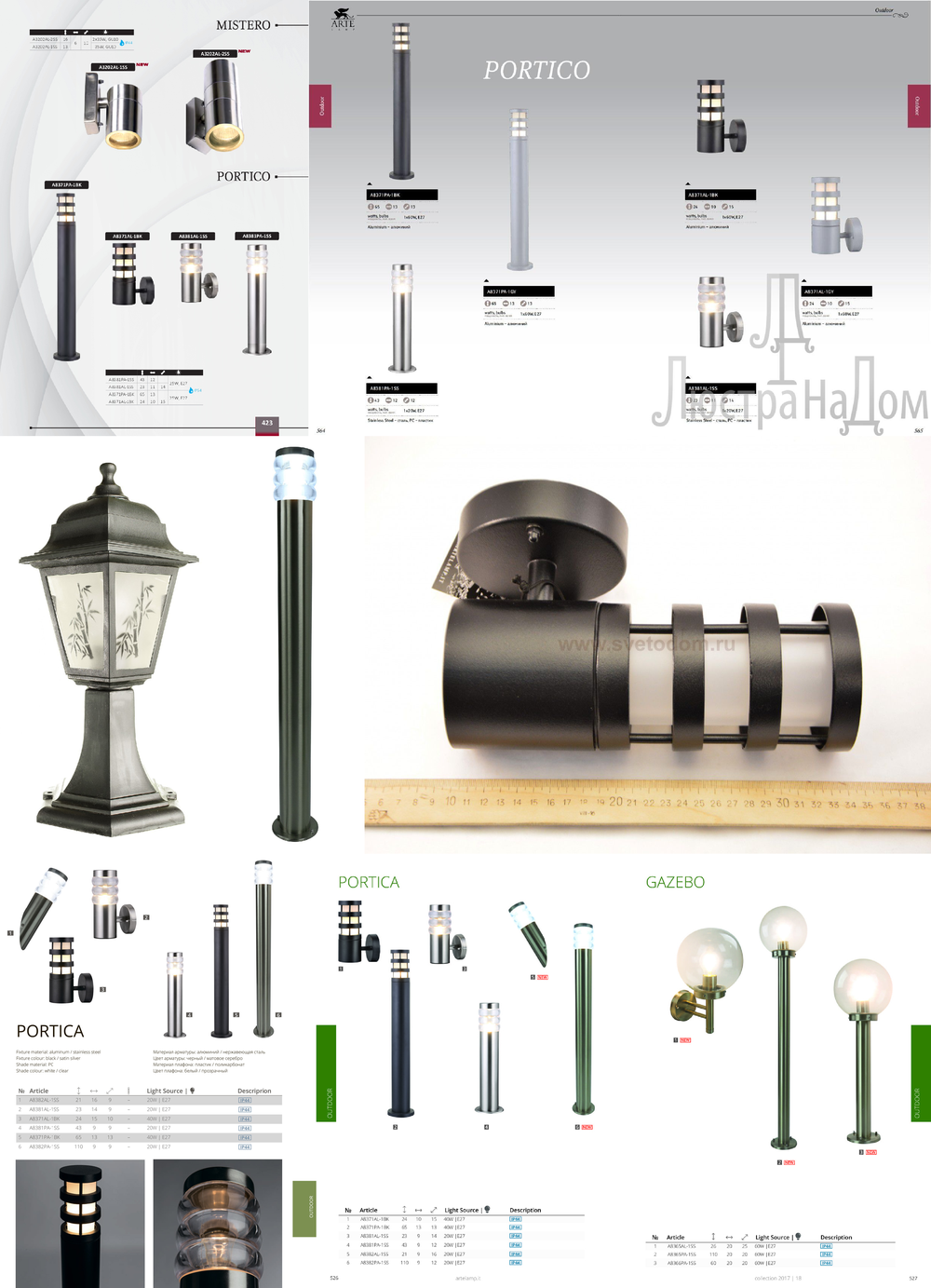 « фонарные столбы». Arte Lamp серия Portico 4 артикул A8381PA-1SS
