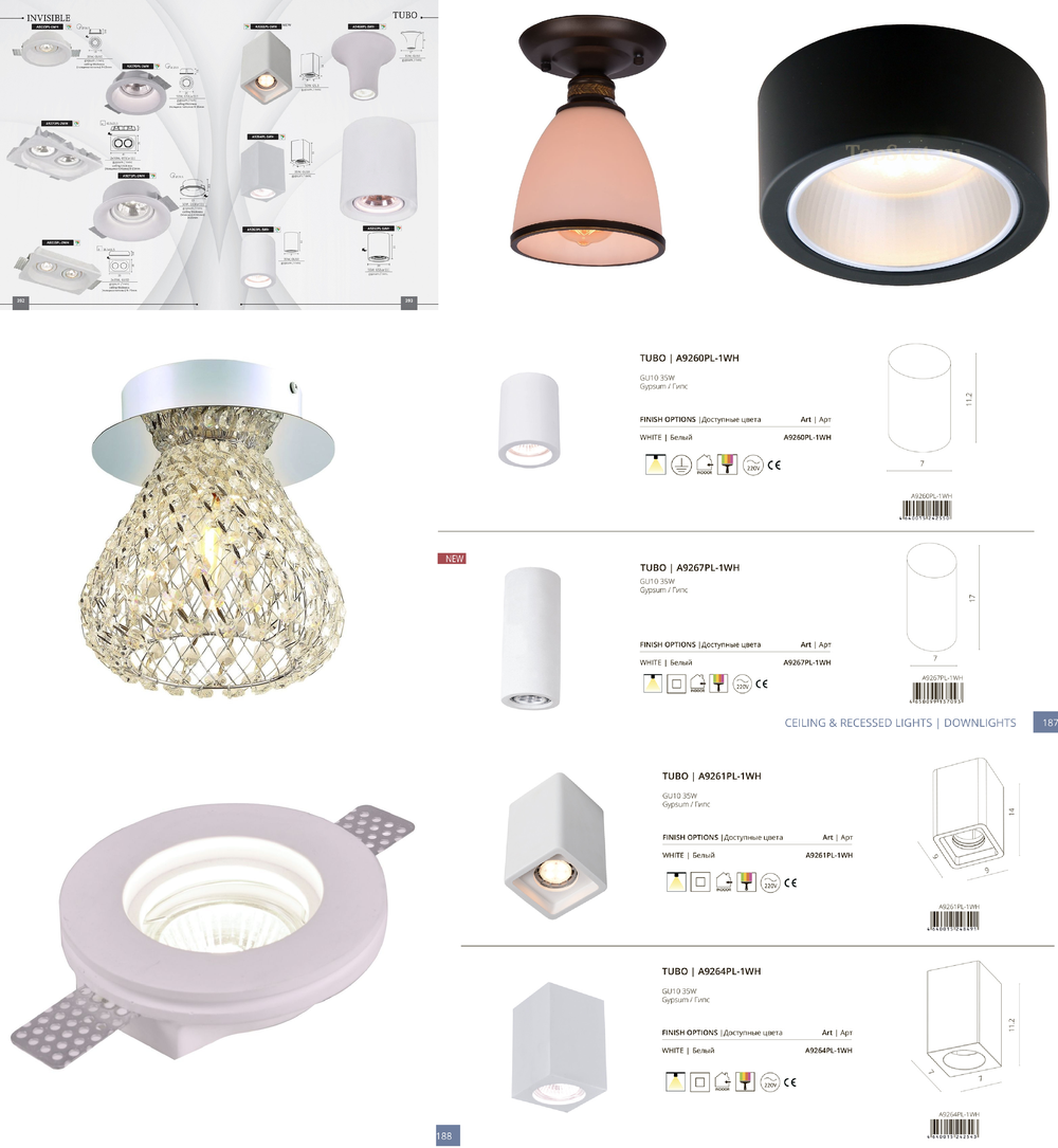 « потолочные». Arte Lamp серия Tubo артикул A9264PL-1WH