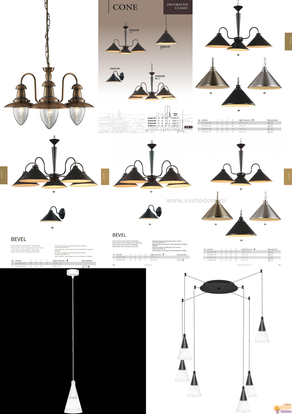 « подвесные». Arte Lamp серия Cone артикул A9330LM-3BR