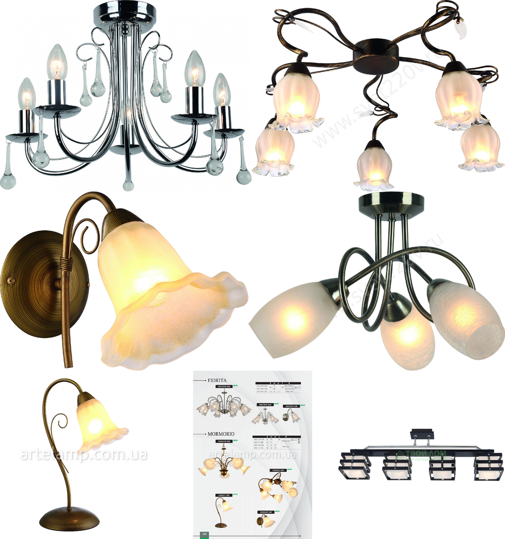 « потолочные». Arte Lamp серия Mormorio артикул A9361PL-5BR