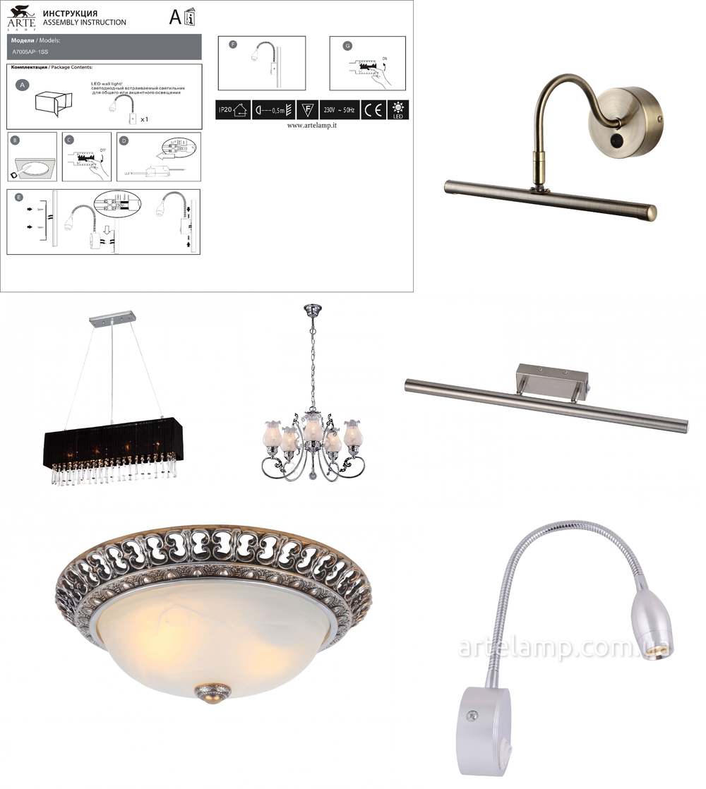 «». Arte Lamp серия Picture lights LED артикул A9481AP-1SS