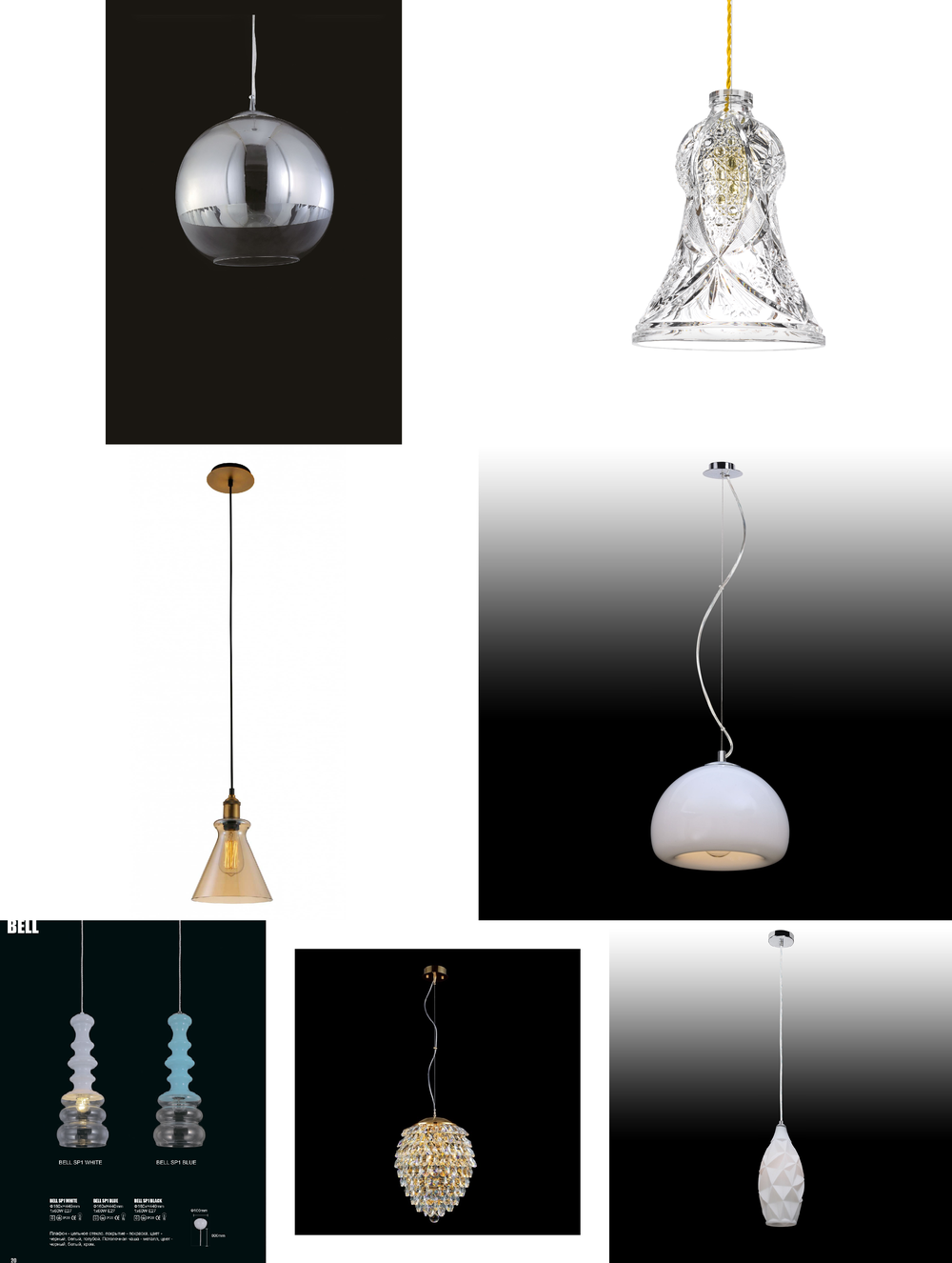 «Подвесные светильники». Crystal Lux серия Bell артикул BELL SP1 BLACK