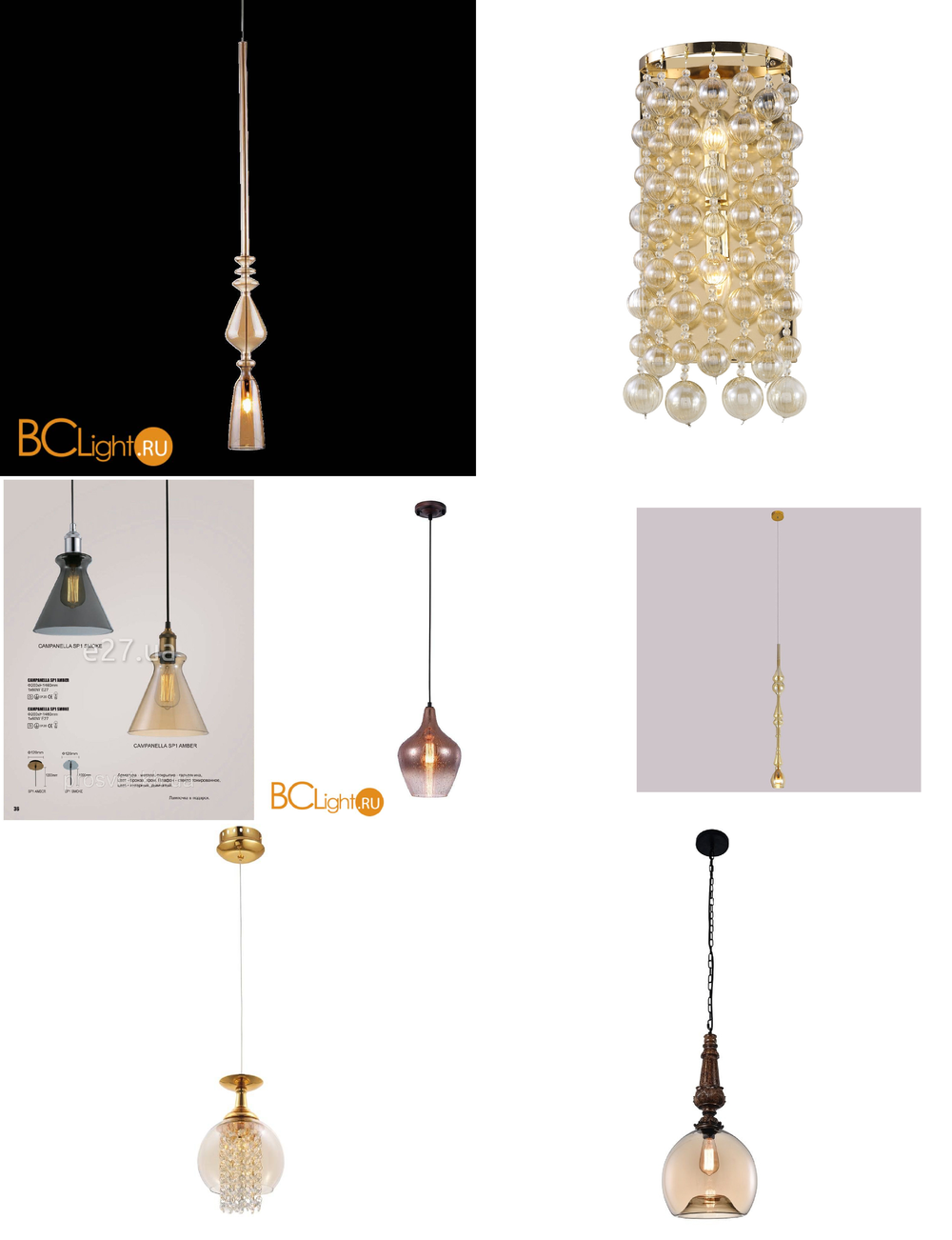 «Подвесные светильники». Crystal Lux серия Lux артикул LUX SP1 B AMBER