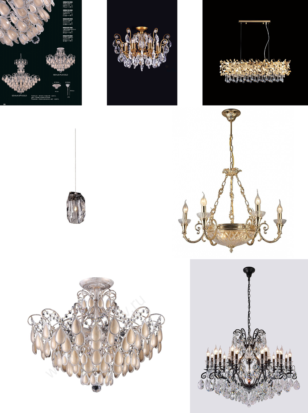 «Люстры». Crystal Lux серия Sevilia артикул SEVILIA PL4 GOLD