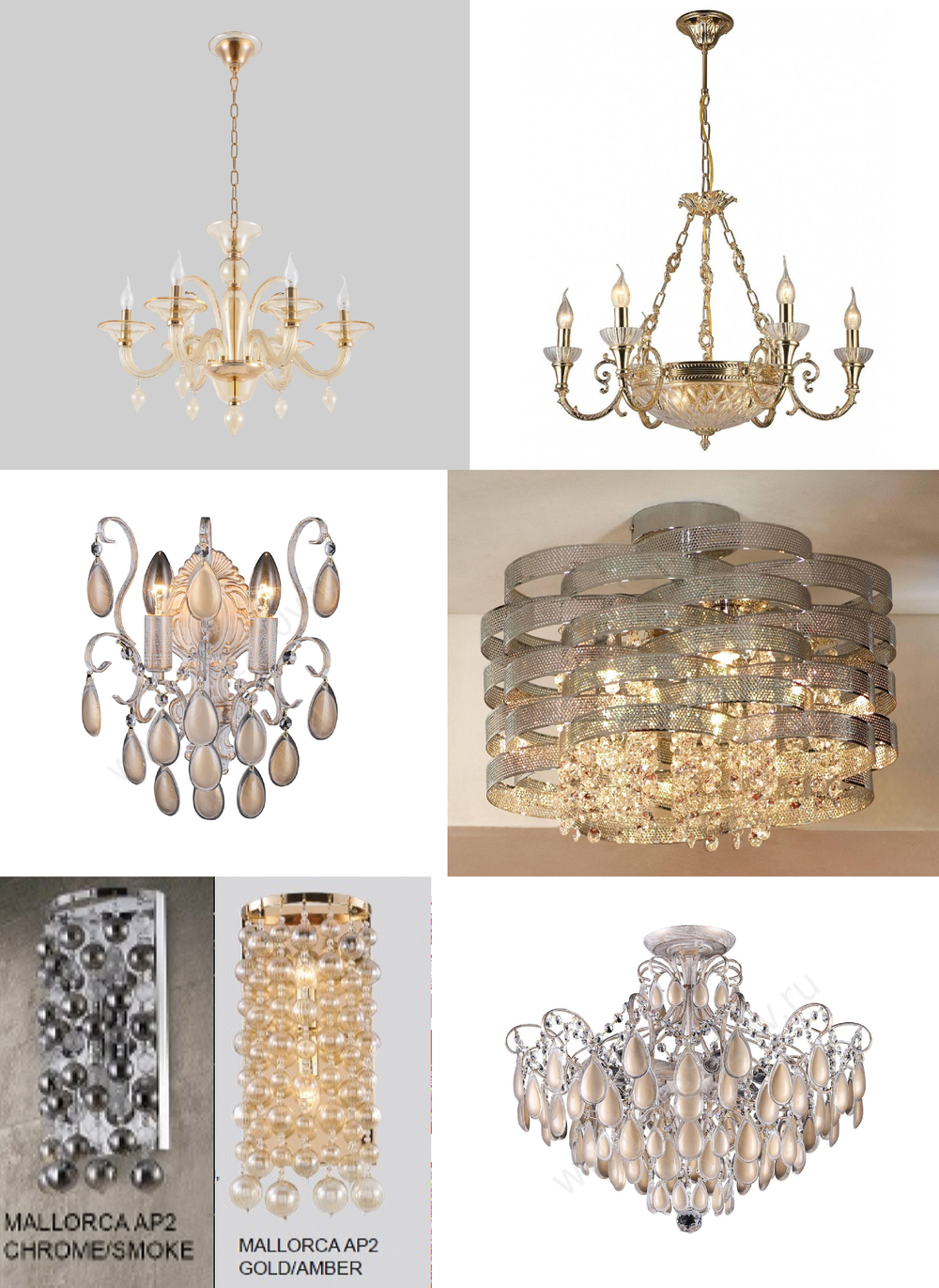 «Люстры». Crystal Lux серия Sevilia артикул SEVILIA PL6 GOLD