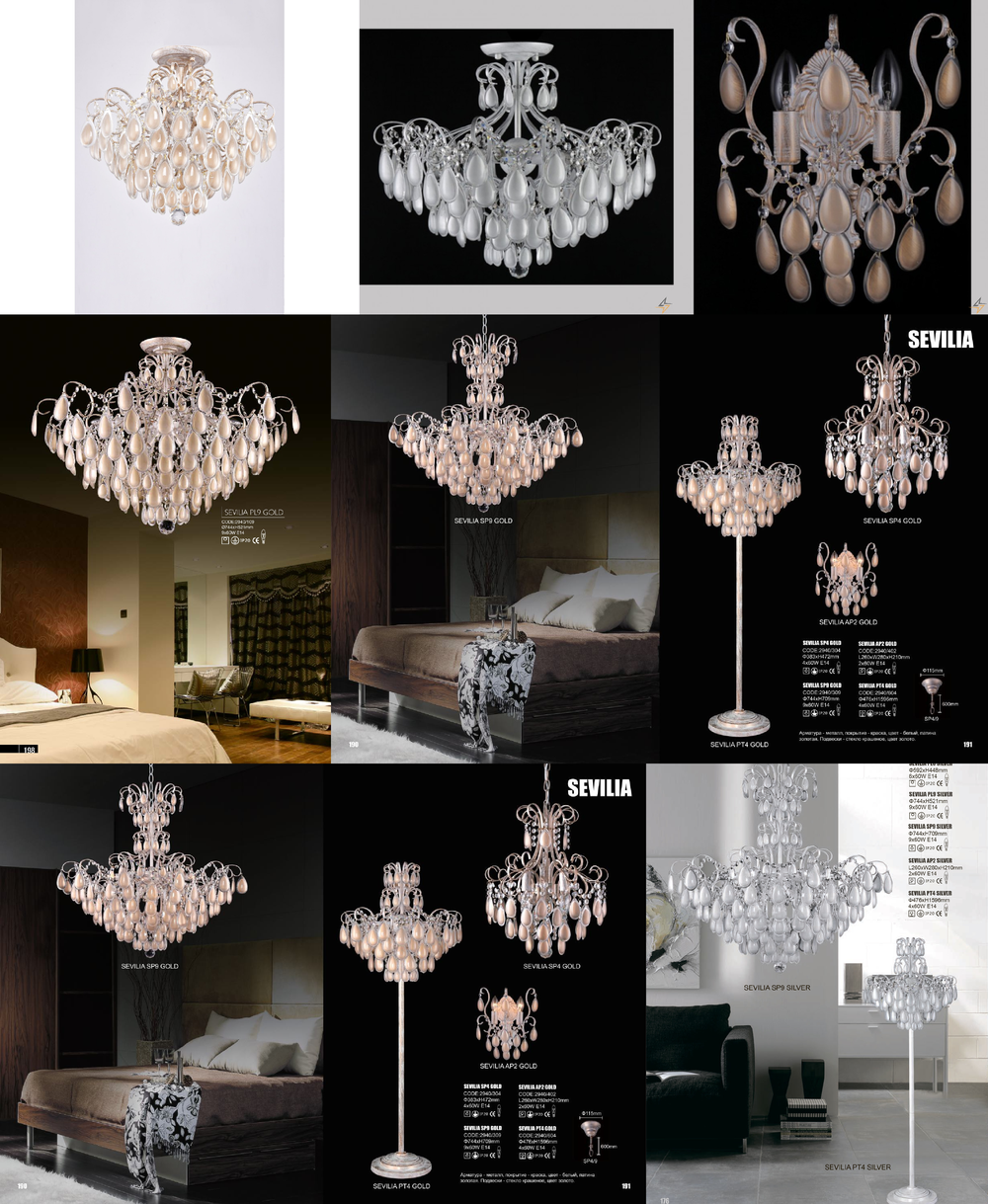 «Люстры». Crystal Lux серия Sevilia артикул SEVILIA PL6 SILVER