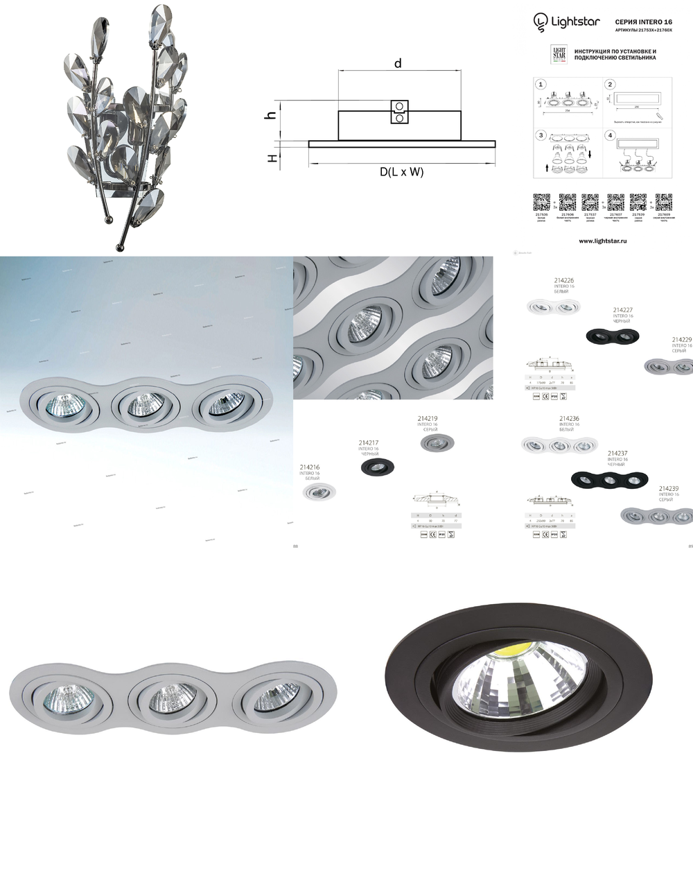 « потолочные». Lightstar серия Intero 16 артикул 214219