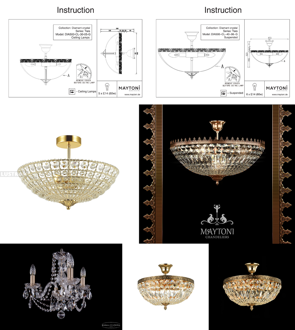 « потолочные». Maytoni серия Tiara артикул DIA500-CL-30-05-G